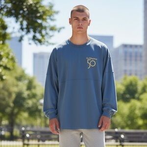 Disney Blue Sweatshirt Featuring 50th Anniversary with Gold Logo New Spirit